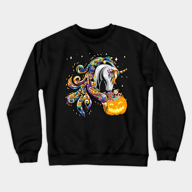 Cute Candy Corn Unicorn Halloween Top Crewneck Sweatshirt by PaulAksenov